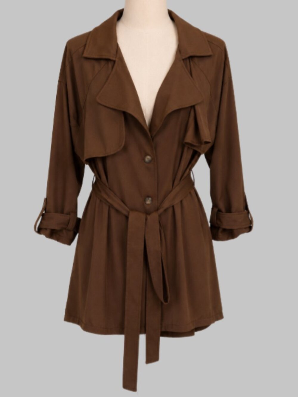 Shein Brown Stylish Belted Jacket Top Size OXL